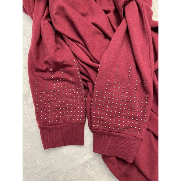 Torrid Pullover Mini Dress French Terry Embellished Burgundy Size 1 - Picture 6 of 12